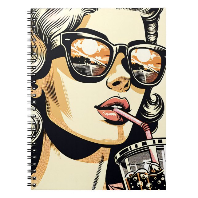 Pop Art Comic Livre Jolie Femme Boire Soda (Devant)