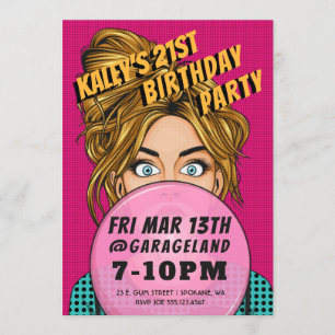 Pop Art Girl Event Birthday Party Invitation