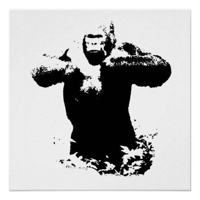 Pop Art Gorilla Beating Chest Poster Parfait (Devant)