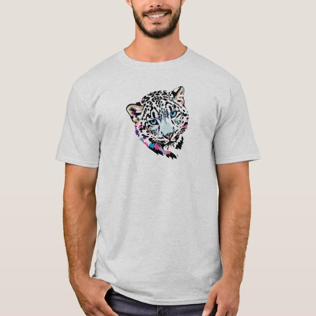 Pop Art léopard de neige Imprimer T-shirt (Devant)