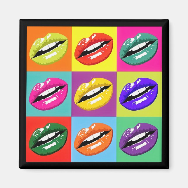 Pop Art Lips Motif Design Magnet (Devant)