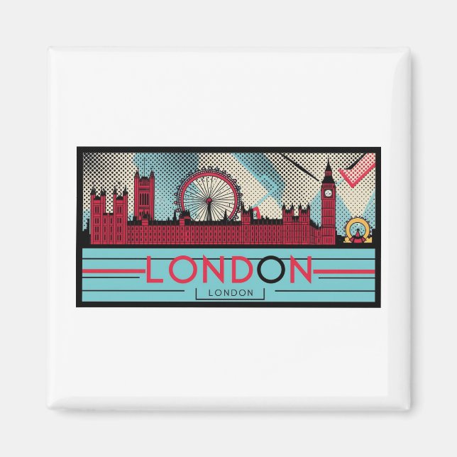Pop-Art London Skyline Magnet (Devant)