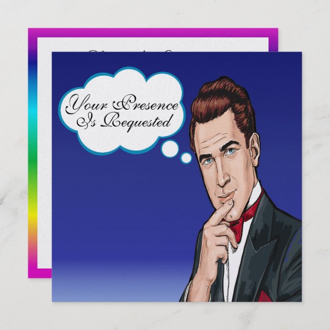 Pop Art Man Formal Celebration Invitation (Devant / Derrière)