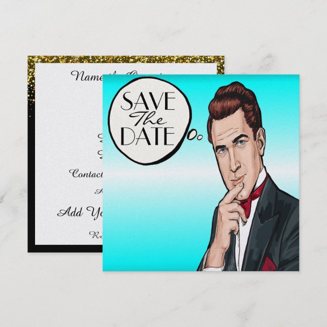 Pop Art Man Formal Celebration Invitation (Devant / Derrière)