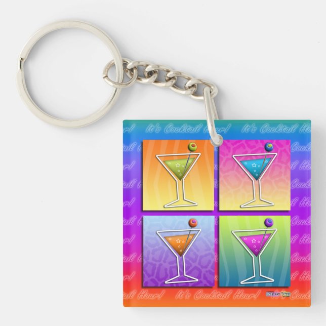 Pop Art MARTINIS Acrylique PORTE-CLÉS (Devant)