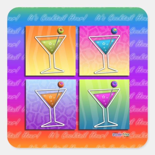 Pop Art MARTINIS AUTOCOLLANT (sq) (Devant)