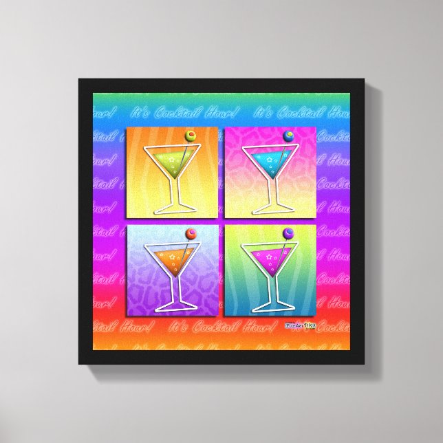 POP ART MARTINIS Toile encadrée galerie (Recto)