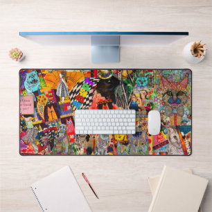 Pop Art Mélange Média Chiens et Chats Mat Bureau