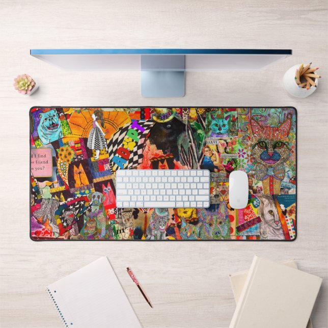Pop Art Mélange Média Chiens et Chats Mat Bureau (Bureau 1)