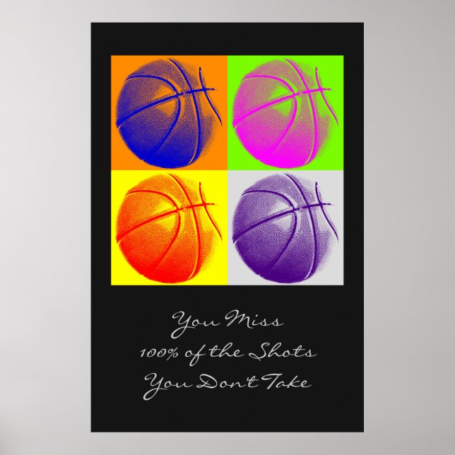 Pop Art Motivational Quote Basketball Poster (Devant)