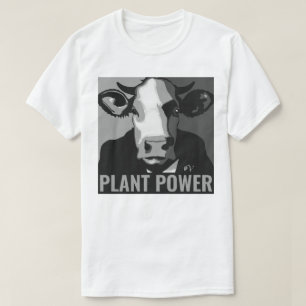 Pop Art noir et blanc Cow Tshirt Plante Power