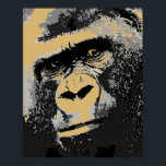 Pop Art Portrait de Gorilla Poster Imprimer<br><div class="desc">Black & White Pop Art Mountain Gorilla Face Fermer Look Digital Artwork - Face of Gorilla Poster Imprimer - Digital Wild Animals Photography Nature Art - Wild Mountain Primates Gorillas - Head of Gorilla Poster</div>