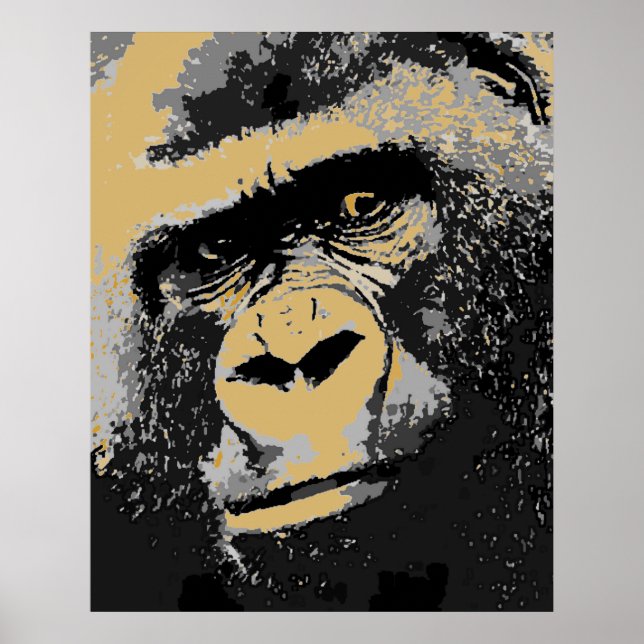 Pop Art Portrait de Gorilla Poster Imprimer (Devant)