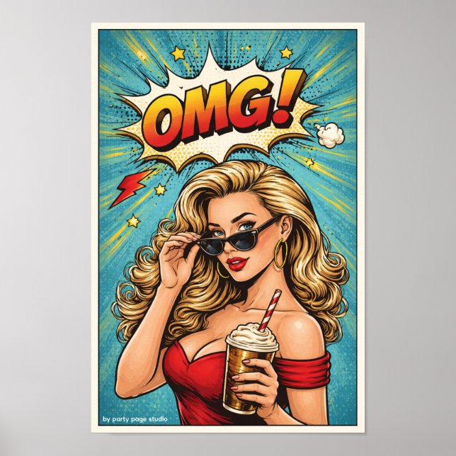 Pop Art Poster „OMG!“ – Glamour Woman Comic Wandbi (Devant)