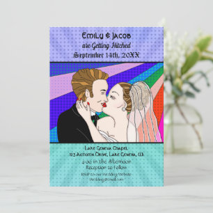 Pop Art Retro Couple Wedding Invitation