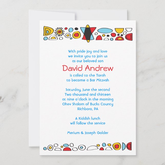 POP ART SCRIBBLY Bar Mitzvah Invitation (Devant)