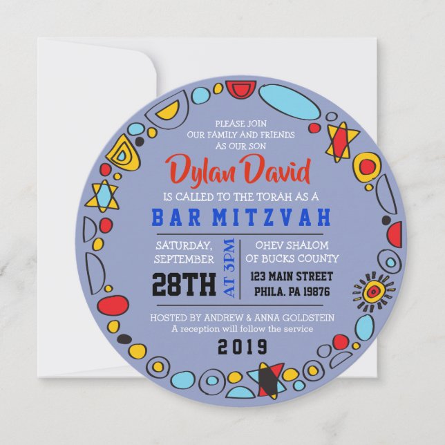 POP ART SCRIBBLY Bar Mitzvah Invitation (Devant)