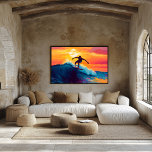 Pop Art Surfing Coucher de soleil décoration mural<br><div class="desc">Cette scène de surf vibrante dans le style de l'art pop capture l'excitation de la capture d'une vague au coucher du soleil. Caractérisée par des couleurs vives et un arrière-plan océanique dramatique, cette œuvre d'art est parfaite pour les surfeurs, les amoureux de la plage et ceux qui apprécient la liberté...</div>