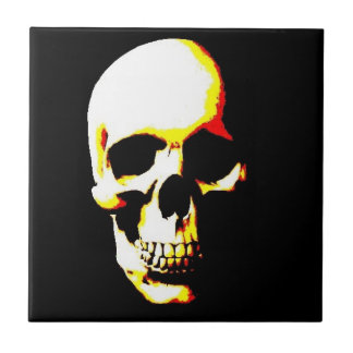 Pop d'Art noir blanc jaune Pop Crâne Carreaux en c