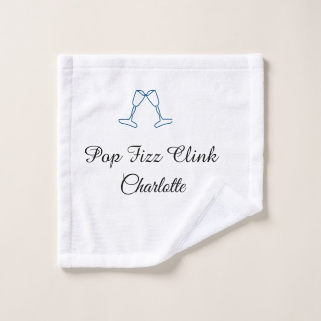 Pop fizz clink blue champagne bottle new year (Gant de toilette)