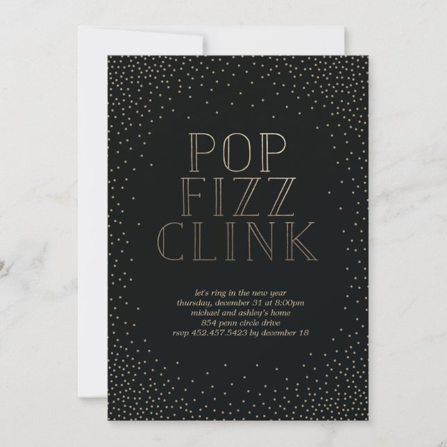 POP FIZZ CLINK invitation de fête (Devant)