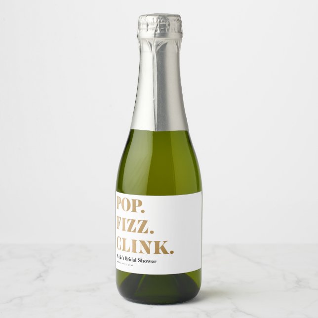 Pop Fizz Clink Mini Sparkling Vin Bottes Étiquette (Devant)
