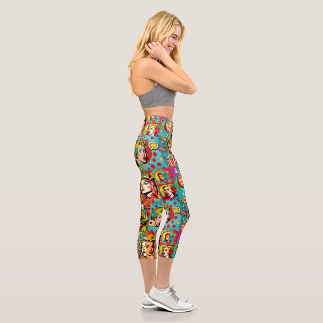 Pop Girl Art Comic 1 - Fun Capris Leggings (Droite)