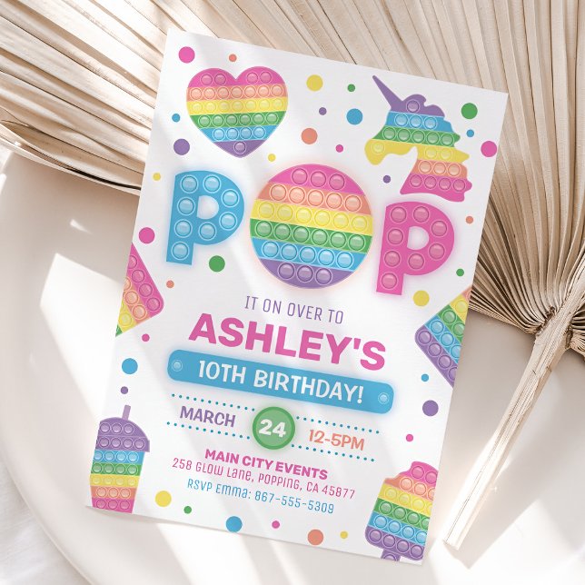 Pop It Birthday Invitation, Pop Rainbow Invitation (Pop It Birthday Invitation)