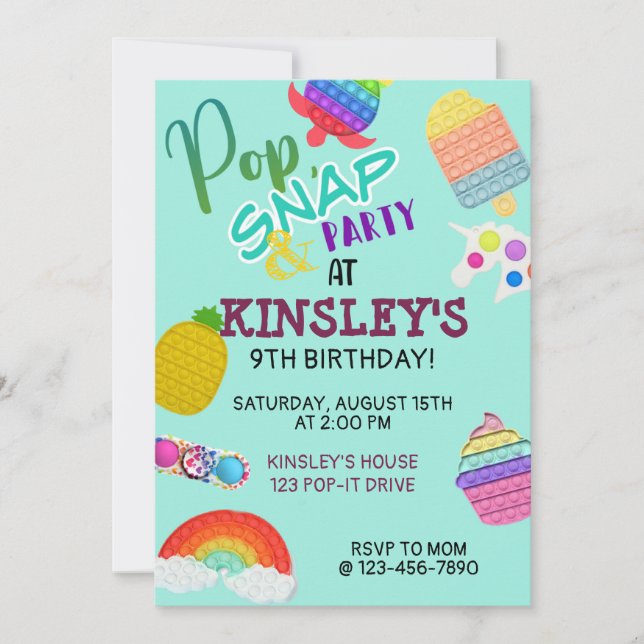 Pop It Bubble Fidget Toy Anniversaire (Devant)