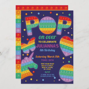 Pop it Party Fidget Anniversaire Marine Invitation