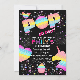 Pop It Pastel Arc-en-ciel Invitations de fête d'an