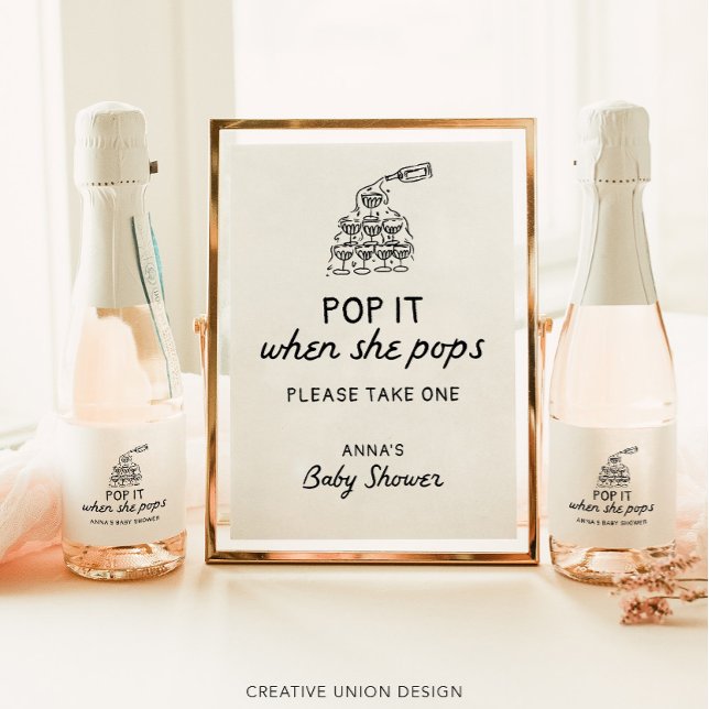 Pop It When She Pops Hand Drawn Baby shower Favori (Créateur téléchargé)