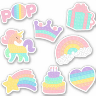 Pop on over ! pop it kid for girl sticker pack