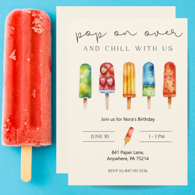 Pop on Over Popsicle Custom Birthday Invitation (Créateur téléchargé)
