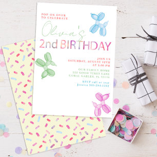 Pop On Plus 2nd Birthday Balloon Chien Invitation