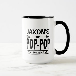 Pop Pop Mug avec le nom du petit-enfant et année d