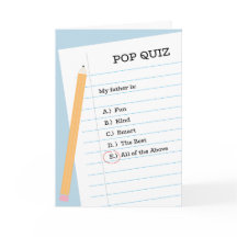 Pop Quiz Fête des pères pliée Carte de voeux