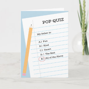 Pop Quiz Fête des pères pliée Carte de voeux