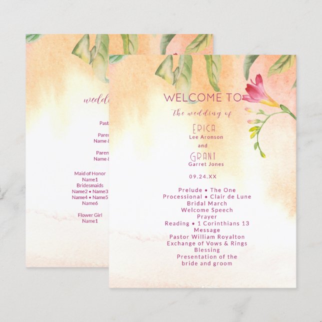 Pop Rose Freesia Peach Budget Mariage (Devant / Derrière)