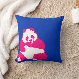 Pop Rouge Panda Encre Bleu Jeu Oreiller