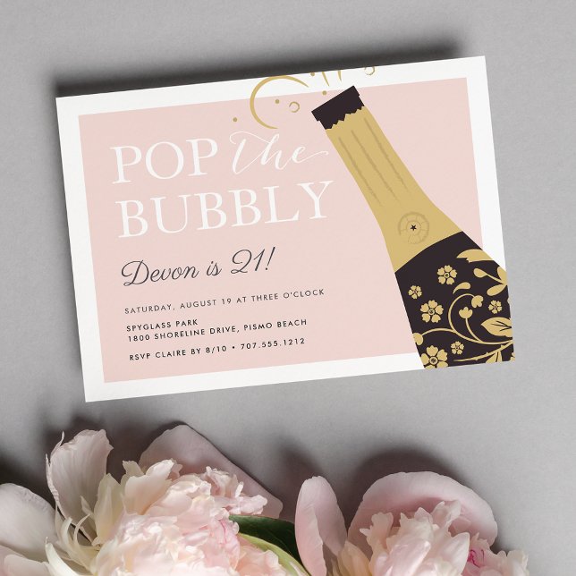 Pop the Bubbly | Invitation de fête d'anniversaire (Créateur téléchargé)