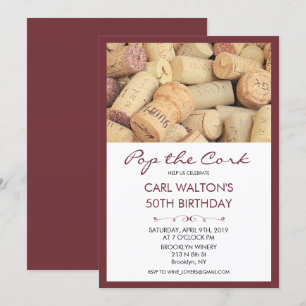 Pop Vin de Cork Invitation Anniversaire