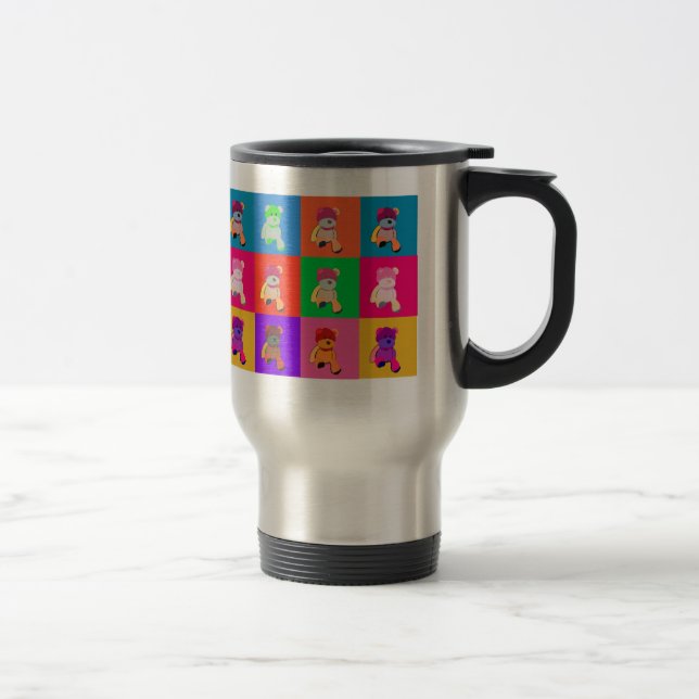 Popart Teddy Ours Acier Inoxydable Mug Voyageur (Droit)