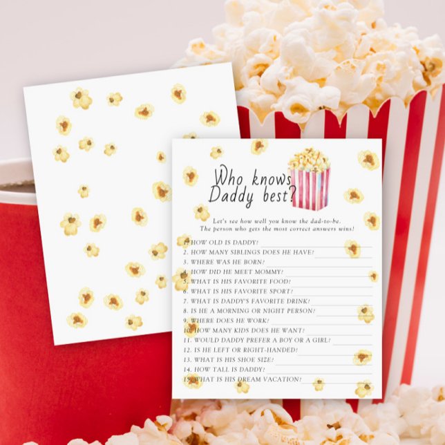 Popcorn baby shower Qui connaît papa meilleur jeu (Créateur téléchargé)