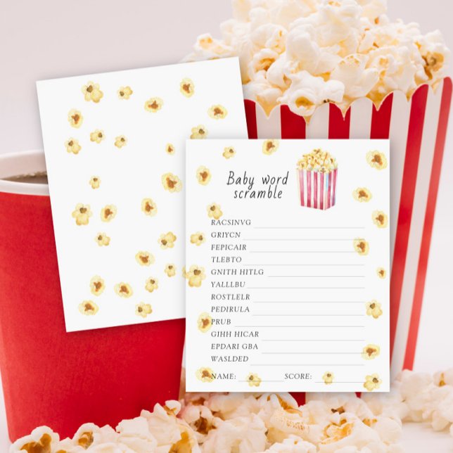 Popcorn baby shower Word jeu brouillon (Créateur téléchargé)