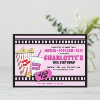 Popcorn et un film Invitation d'anniversaire