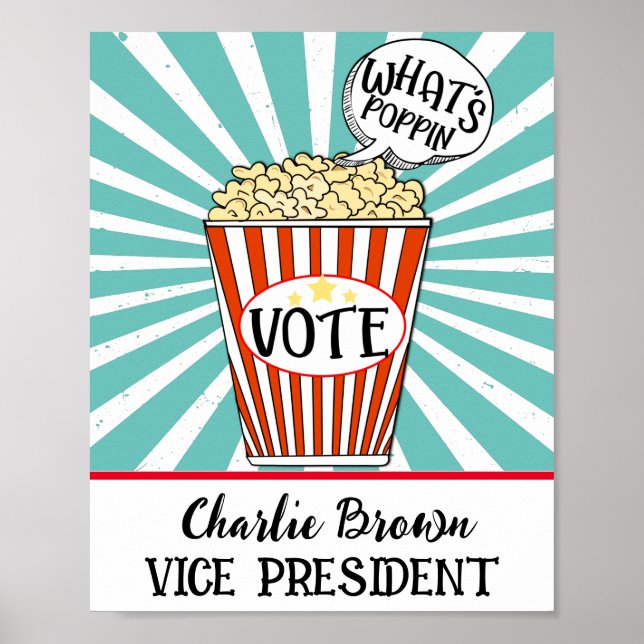 Popcorn Vote" Fun School Election Poster (Devant)