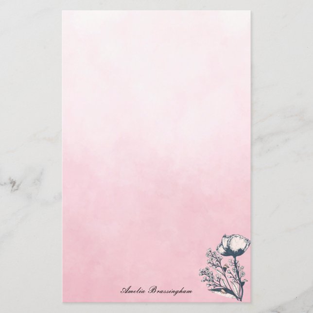 Poppies d'art encé sur Pink Ombre (Devant)