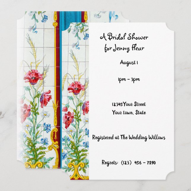Poppies de Flore, Pavot nuptiale Invitation à la d (Devant / Derrière)