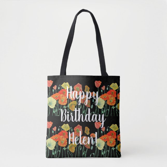 Poppies d'orange Fleurs florales Sac fille d'anniv (Devant)